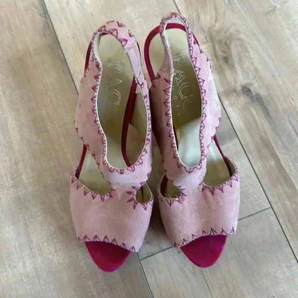 Paco Gil Pink Suede Leather Heels Sz 8.5 - Picture 2 of 9